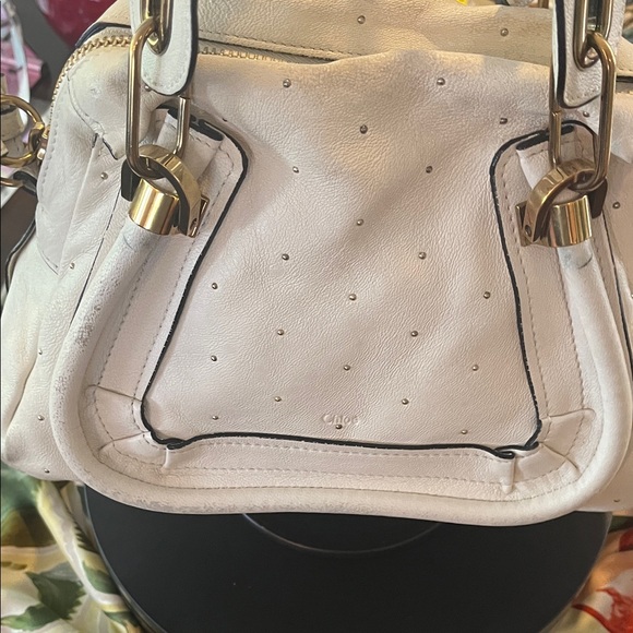 Chloe White Satchel with Gold Accents - Picture 5 of 17